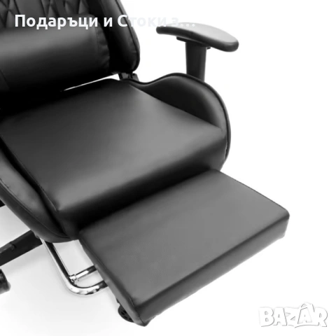 Геймърски стол с прибираща се подложка за крака и функция за масаж - черен, снимка 6 - Столове - 53237738