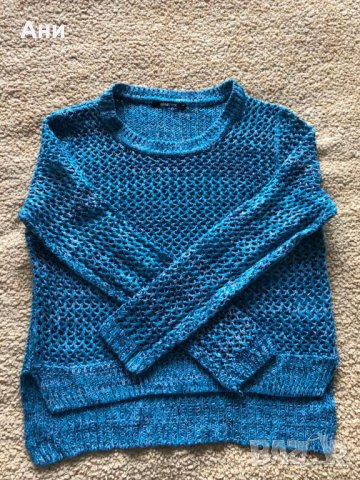 Плетен синьо-зелен пуловер GinaTricot XS, снимка 1 - Блузи с дълъг ръкав и пуловери - 35611379