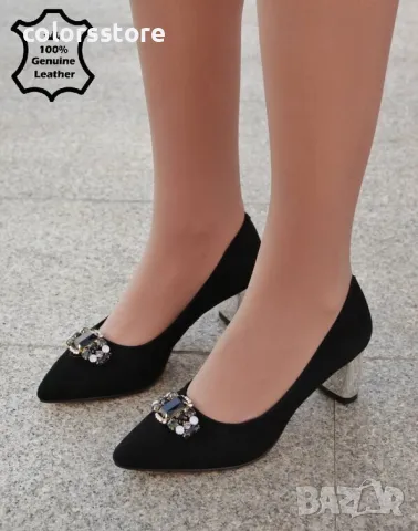 Обувки на ток - черен ЕСТЕСТВЕН велур - 17265Z-2-2K, снимка 2 - Дамски обувки на ток - 45742090