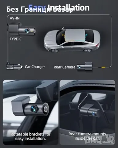 Нов 4K двоен видеорегистратор с 5.8GHz WiFi, нощен режим G-сензор кола, снимка 8 - Друга електроника - 49537374