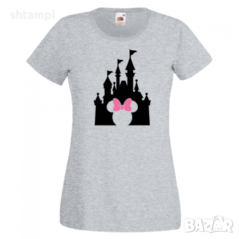Дамска тениска Minnie Head Disney Castle Подарък,Изненада,Рожден ден,, снимка 4 - Тениски - 36530264