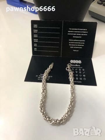 Сребърна гривна  , кралска плетка, снимка 2 - Колиета, медальони, синджири - 39281207