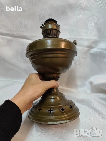 Стара антикварна месингова газена лампа – Маркировка „Пеперуда“ (Marquette), XIX век., снимка 3 - Антикварни и старинни предмети - 54214936