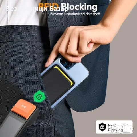 Нов MagSafe Магнитен Портфейл с Поставка и RFID Защита – 4 Карти, Тънък за телефон Айфон, снимка 2 - Селфи стикове, аксесоари - 53308189