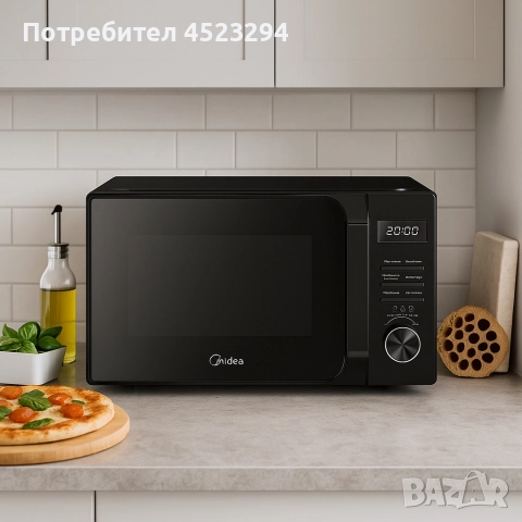 Микровълнова фурна MIDEA AG20CF2EBK 700W, Функция грил, 20L, снимка 3 - Микровълнови - 52599138
