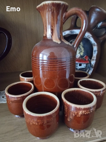 Керамичен сет чаши + гарафа, снимка 5 - Сервизи - 52632762