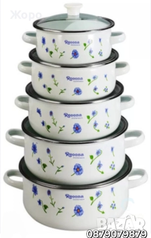 Комплект 5 тенджери reoona стъклен капак