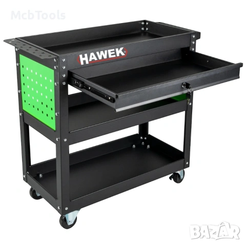 Количка за инструменти с три рафта, поставка за отвертки и чекмедже HAWEK, снимка 2 - Други инструменти - 53159208