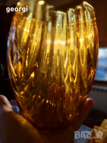винтидж ар деко ваза цвят кехлибар   22/5, снимка 6 - Вази - 49240301