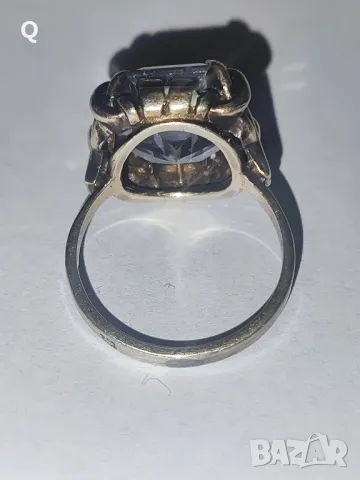 Стар сребърен пръстен с аквамарин, снимка 4 - Пръстени - 49237638