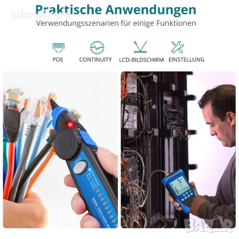Тестер за мрежови кабели с многофункционален LCD дисплей, POE/RJ45 – Локатор НОВО, снимка 3 - Други инструменти - 52842345