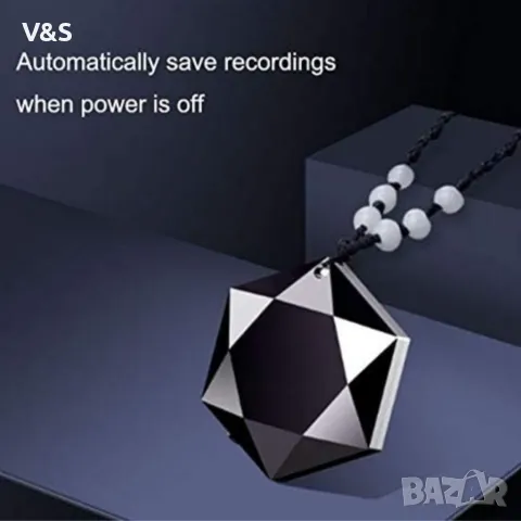 Диктофон,Мини шпионски рекордер-пендант iUni V08, 8GB, Гласов активиран, MP3 плейър, снимка 5 - Друга електроника - 48655404