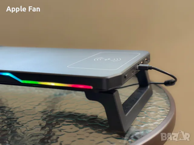 Стойка за монитор светеща RGB с портове за зареждане, снимка 2 - За дома - 55778618