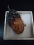 Сребърен медальон  уникат с естествен кехлибар, снимка 2