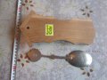 Уникална  калаена лъжица с поставка дъб 1984, снимка 3