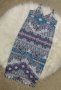 Рокля с остро деколте и тънки презрамки в синьо-розов пейсли принт, снимка 1 - Рокли - 40525389