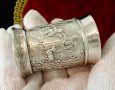Чаша от калай за ракия със селски картини. , снимка 7