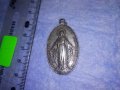 СТАРИННА ПОСРЕБРЕНА РИМОКАТОЛИЧЕСКА РЯДКА НАГРЪДНА ИКОНКА ДВУСТРАННА ИТАЛИЯ 34413, снимка 3