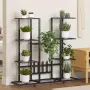 vidaXL Стойка за цветя на колела 94,5x24,5x91,5 см черна желязо, снимка 2