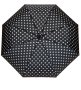 Сгъваем чадър за дъжд, ръчен, черен с бяло-кафяв дизайн на точки, 24 см