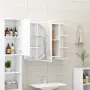 vidaXL Шкаф за баня с огледало, бял, 80x20,5x64 см, инженерно дърво, снимка 3