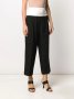 GIVENCHY Black Contrasting Band Cropped Straight High-Rise Wool Дамски Панталони size 42