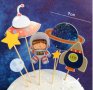 Космонавт ракета Планета летяща чиния звезди  картонени топери украса за торта рожден ден, снимка 2