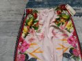 Сатенен панталон със флорални мотиви в бледо розов цвят, снимка 11
