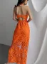 Дълга рокля дантела, Елегантна рокля дантела, Черна рокля дантела, Оранжева дантелена рокля, снимка 5