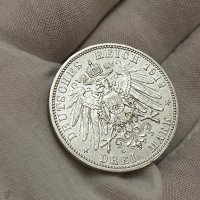 3 марки 1912 г, Германия / Прусия - сребърна монета, снимка 3 - Нумизматика и бонистика - 40261128