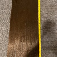 Екстеншън права кестенява коса ред с клипси 55см синтетика, снимка 8 - Продукти за коса - 38989816