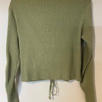 Zara къса блуза маслено зелена, снимка 5 - Блузи с дълъг ръкав и пуловери - 42629194