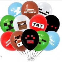 TNT Minecraft Майнкрафт Обикновен надуваем латекс латексов балон парти хелий или газ, снимка 5 - Други - 27848756
