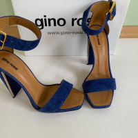 Сини сандали на висок ток Gino Rossi, снимка 3 - Сандали - 36415443