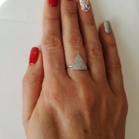 Сребърен пръстен с бели цирконий. Сребро проба 925., снимка 2 - Пръстени - 38767771