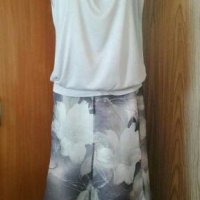 Дамски комплект от пола и блуза в сиво и синьо👗🍀M/L,L👗🍀арт.653, снимка 1 - Комплекти - 29718430