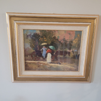 Картина "Селска идилия", снимка 2 - Антикварни и старинни предмети - 44931686