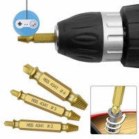 Комплект титанов екстрактор за развиване на повредени, скъсани и изядени глави, болтове на винтове, снимка 11 - Други инструменти - 29960200