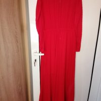 Страхотна дълга червена рокля H&M+подарък червило Max factor , снимка 4 - Рокли - 35453158