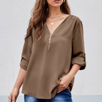 Дамска елегантна блуза в кафяво, снимка 1 - Блузи с дълъг ръкав и пуловери - 40518201