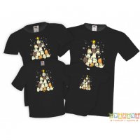 Коледни Тениски Коледно Дърво с Котки, снимка 1 - Тениски - 35072149