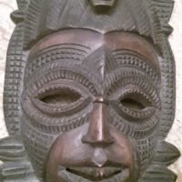 Стара дървена МАХАГОНОВА маска АФРИКА 20327, снимка 1 - Антикварни и старинни предмети - 32098664