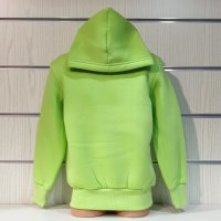 Нов детски изчистен суичър в неонов зелен цвят с качулка, снимка 5 - Детски анцузи и суичери - 38173826