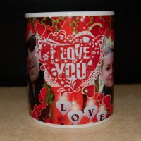 Чаша за влюбени със снимка!Чаша за Свети Валентин I LOVE YOU!, снимка 4 - Романтични подаръци - 31581528