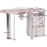 Маса за маникюр с прахоуловител Digit 121 x 42/51 x 76 см - 32W, снимка 2 - Педикюр и маникюр - 44257582