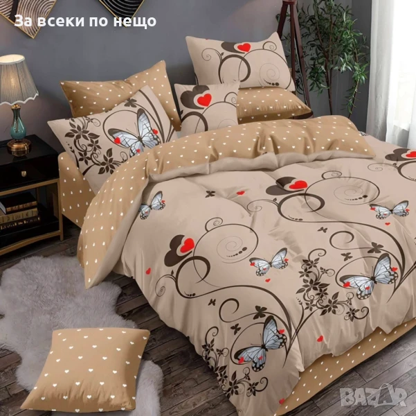 Спален Комплект Със 6 Части Бежови Пеперуди Код A799, снимка 1