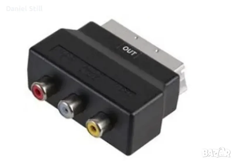 Преходник SCART Аудио/ видео адаптер, SCART Plug, RCA/ Phono Receptacle x3, снимка 1