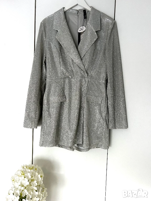 Разпродажба Официален блейзър гащеризон с блестяща сребриста нощна Нов, снимка 1