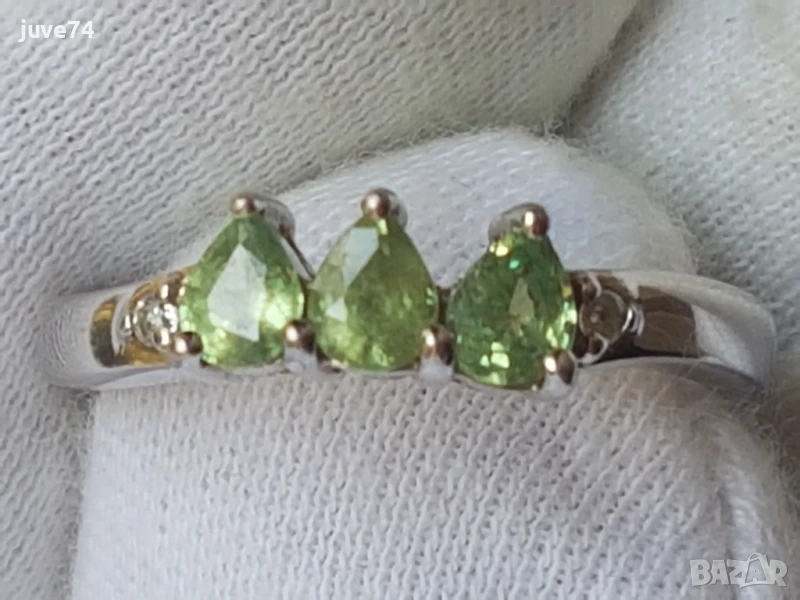 СРЕБЪРЕН ПРЪСТЕН С ДЕМАНТОИД (МАДАГАСКАР) СЕРТИФИКАТ, снимка 1