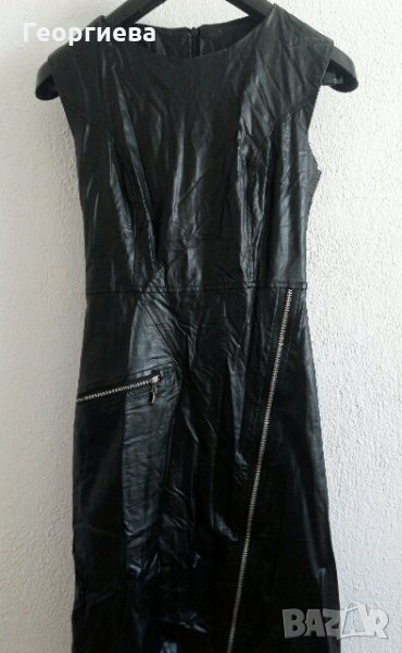 Черна кожена рокля/сукман, снимка 1